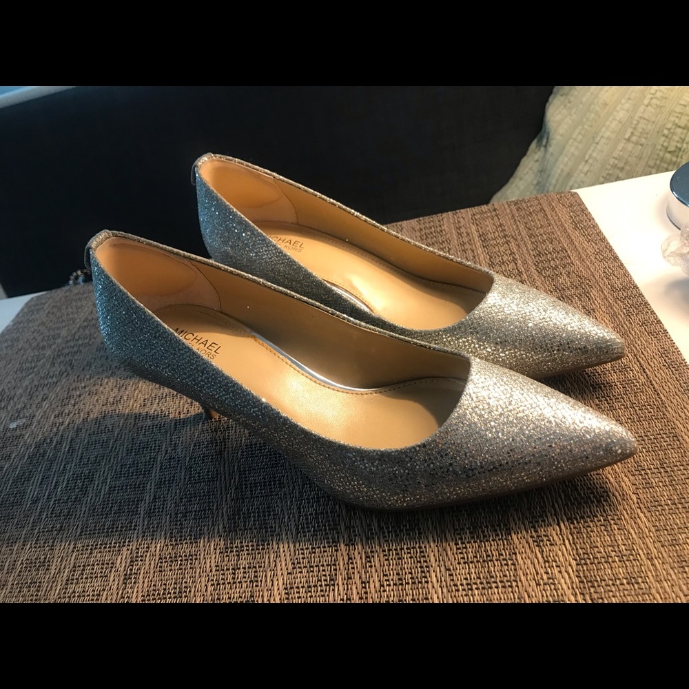 MK silver heels